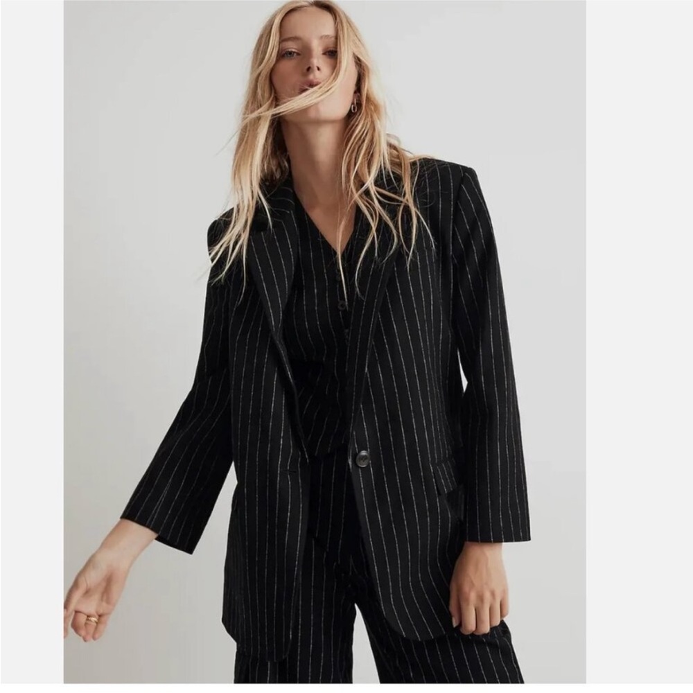 Madewell Charcoal Pinstripe Blazer